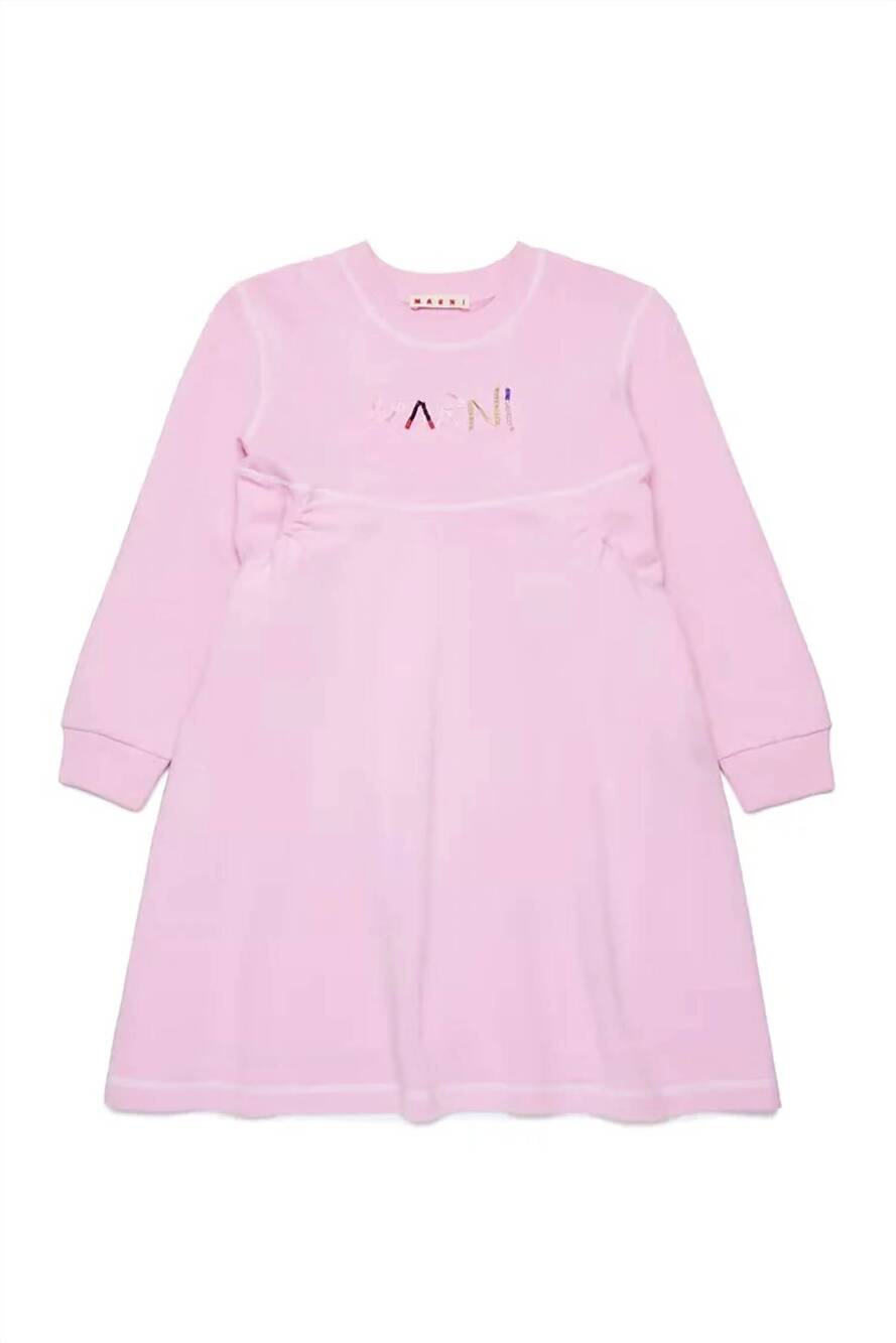 NEW MARNI girls baguette logo dress in pink